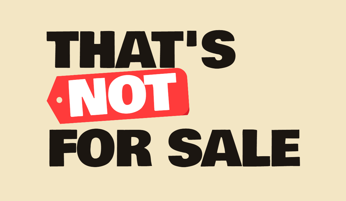 That's Not For Sale logo on light
