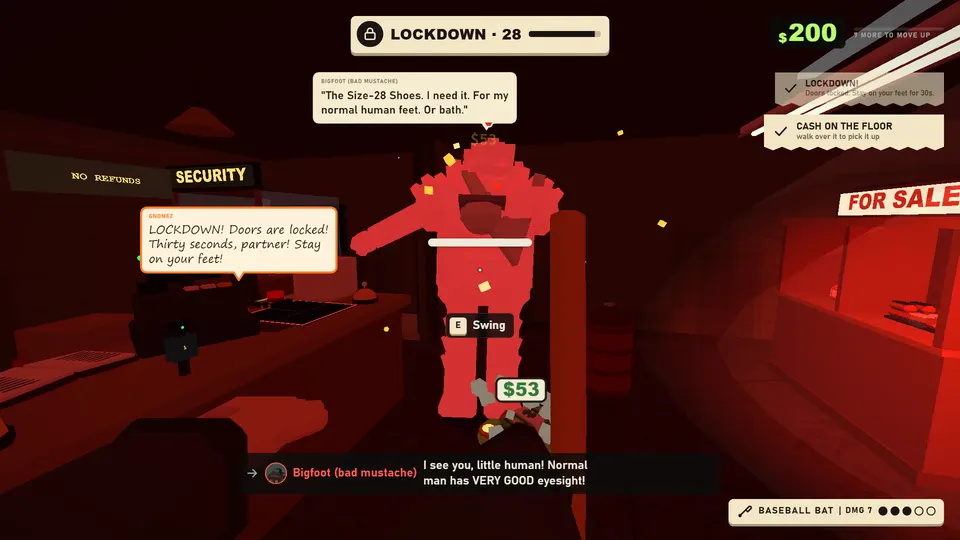 Every hit pays, and better weapons pay more. The bat has 25 hits in it.