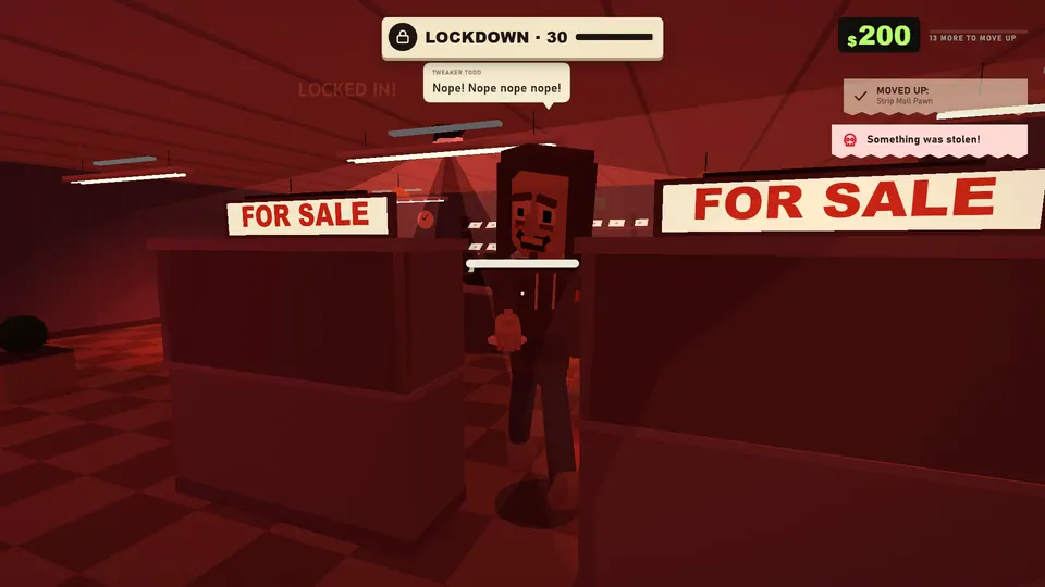 A caught thief runs for the whole lockdown, a different way every time. He swings back. Hit him and every hit pays.